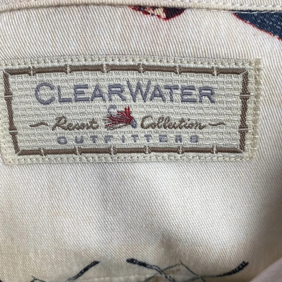 Clearwater Cream Hawaiian Vacation Short Sleeve Golf Button Down Shirt Size XL - Picture 7 of 8